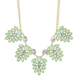 Mint green leaves necklace